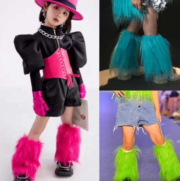 MioCloth Kid Girl Faux Fur Leg Warmers Dance Fuzzy Boot Cuff Cover Kawaii Goth Y2K Accessories Winter Xmas Clothes - Image 2